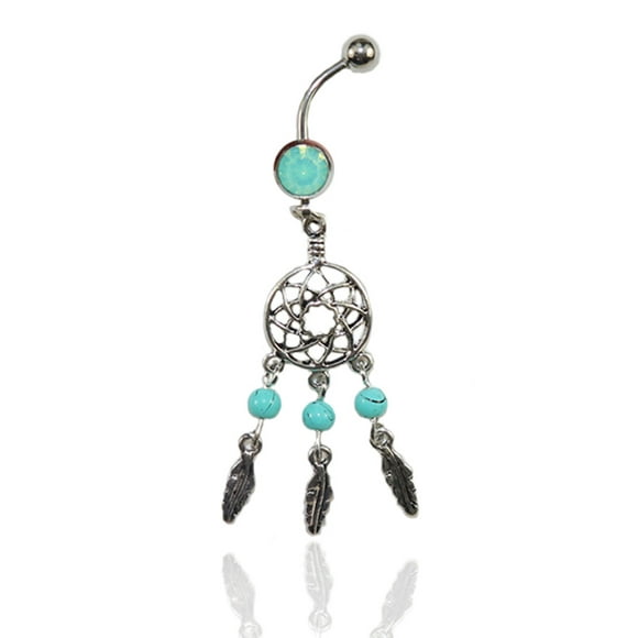 Women Navel Surgical Steel Ring Dream Catcher Dangle Belly Button Rings