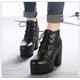 thumbnail image 3 of Nuevos botines de mujer a la moda de cuero negro, moda de otoño, piel Sexy, botas de plataforma impermeables antideslizantes para motocicleta, zapatos para mujer, 3 of 5