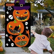 Jiaroswwei Kids Halloween Party Pumpkin Ghost Hanging Banner Toss Game with 3 Bean Bags