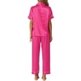 thumbnail image 3 of Conjunto de pijama de 2 piezas para mujer INSPIRE CHIC, camisa de dormir con botones y pantalones, color rosa caliente, talla XS, 3 of 4