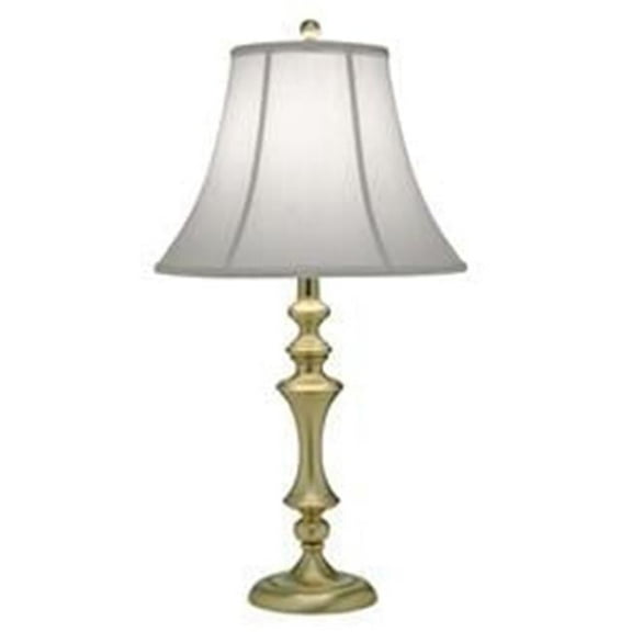 Stiffel TL-A889-C550-SB 27 in. Satin Brass Table Lamp with Pearl Supreme Satin Shade