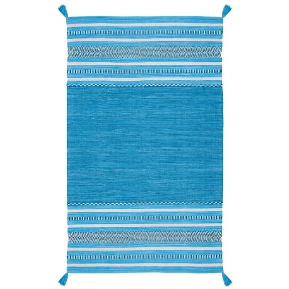 SAFAVIEH Montauk Ben Striped Cotton Area Rug, Blue/Grey, 5' x 8'