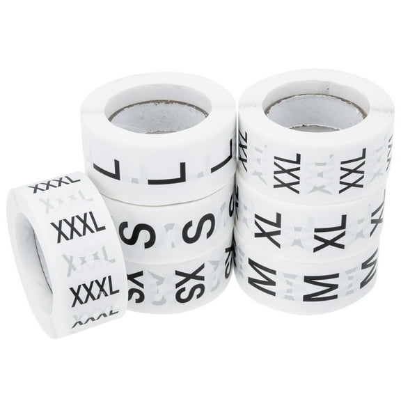 EXHUMKY 7 Rolls Removable Self-Adhesive Clothing Size Labels, Paper Stickers for Retail, Home Organization, and Apparel Tagging
