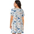 thumbnail image 2 of Bixox Butterfly Pattern Women's Nightgown, Soft & Breathable Sleepwear, Round Neck Knee-Length Pajama Dress,Loungewear for Home & Sleep, 2 of 7