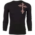 thumbnail image 3 of Archaic by Affliction Men's Thermal Shirt SPINE WINGS Black, 3 of 4