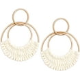 thumbnail image 1 of Raffia Hoop Earrings for Women Girls Fun Boho Summer Beach Earrings Lightweight Handmade Straw Wicker Rattan Dangle Earrings Statement Geometric Round Drop Earrings, 1 of 5