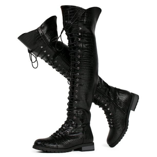 navy over the knee boots