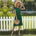 thumbnail image 4 of Women's Retro Elegant Short-Sleeve Polka Dot Pleated Dress, 4 of 5
