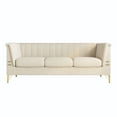 thumbnail image 4 of YYAo Modern Velvet Sofa Couch,&nbsp; Convertible Sectional Futon Sofa Bed for Living Room, Bedroom, Apartment, Beige, 4 of 8
