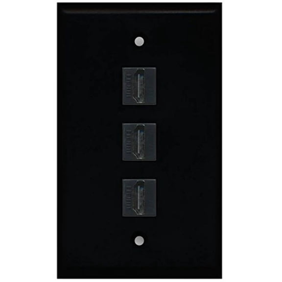 RiteAV (1 Gang Flat 3 HDMI Black Wall Plate Black
