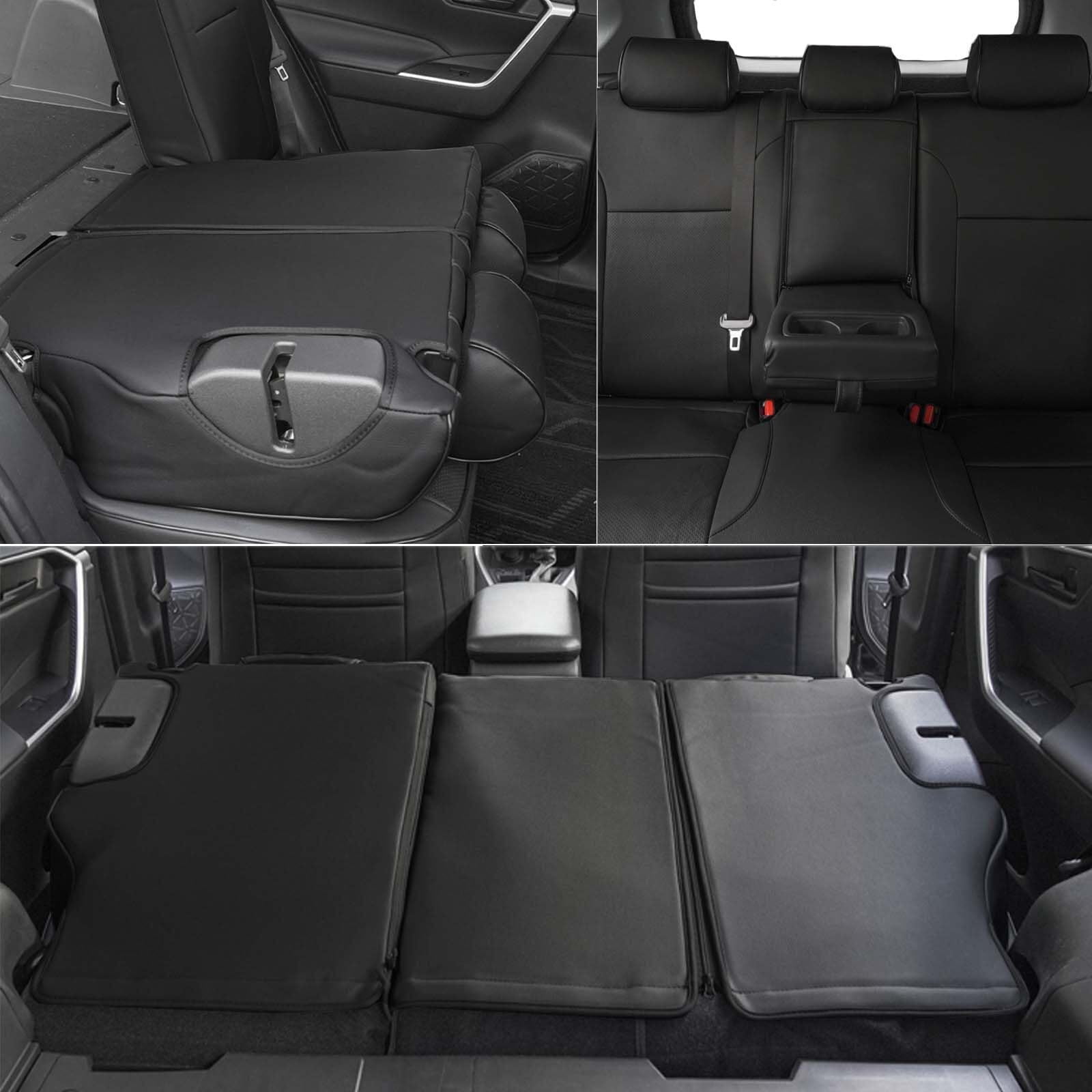 AOMSAZTO RAV4 Hybrid Car Seat Covers Custom Fit for Toyota RAV4 Hybrid 2019 2020 2021 2022 2023 2024 (Not for XSE&2022-2024 SE Hybrid)-Full Set Faux Leather (Black)