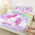 thumbnail image 3 of Erosebridal Chic Unicorn Sheet Set Full,Cartoon Rainbow Bedding Sets Full Size,Fairy Castle Silhouette Full Sheet Sets For Girls,Breathable Room Decoration,4pcs, 3 of 7