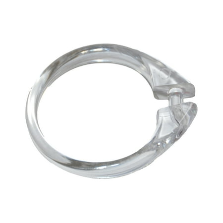 Clear Set of 12 Easy-to-Use Plastic Snap On Shower Curtain Rings  Size: 2”