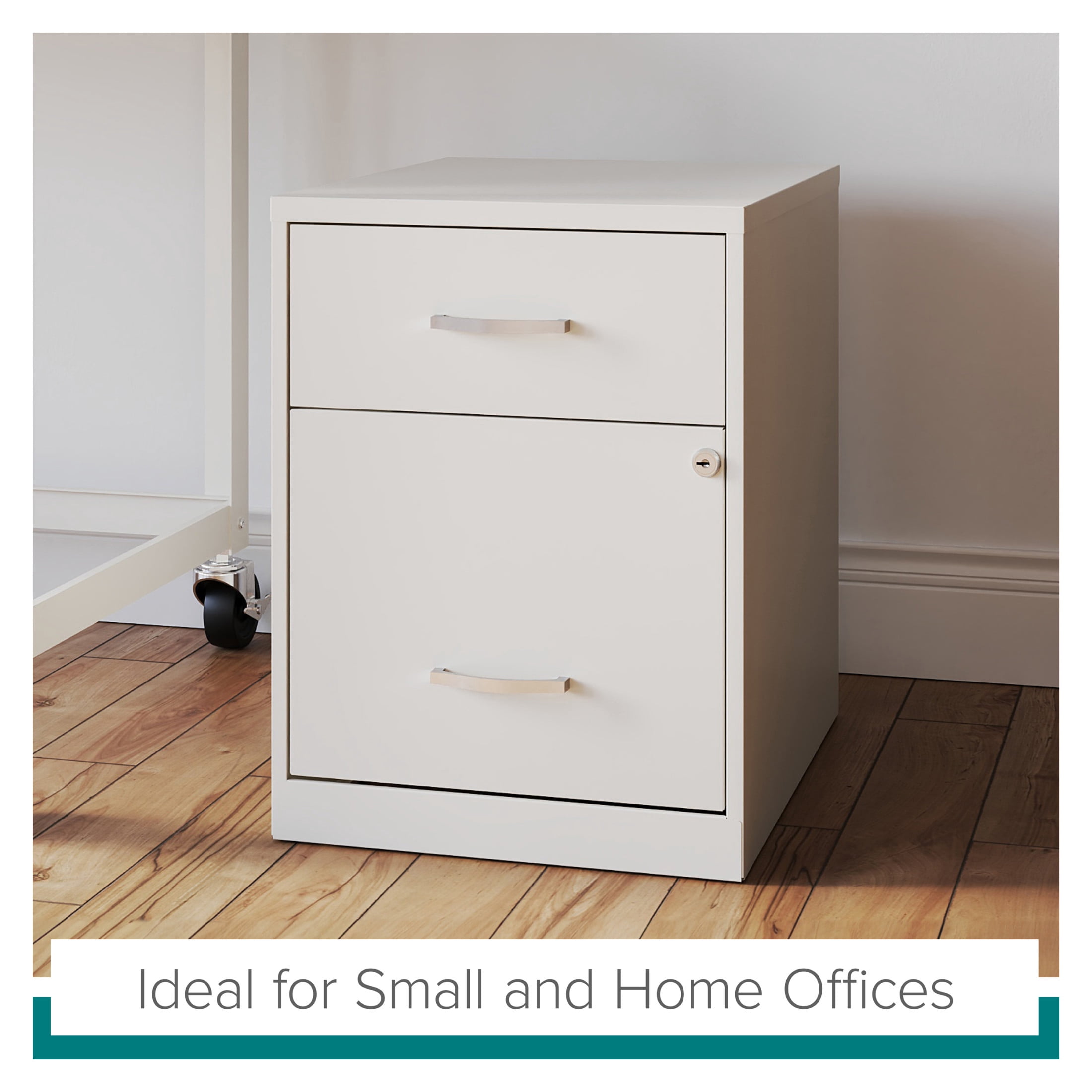 Space Solutions 18" Deep 2 Drawer Letter Width Vertical File Cabinet with Accessory Drawer, White