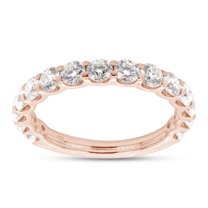 1 1/3 ct.t.w Round Cut Lab Created Moissanite Diamond Eternity Wedding Band Ring For Women In 14K Solid Rose Gold (G-H Color, VVS1 Clarity, 1.33 Cttw)-4