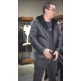 thumbnail image 4 of New Arrival Men's Winter Smart Casual Coat Genuine Sheepskin Shearling Leather Jacket with Hooded Natural Real Wool Liner Black, 4 of 8