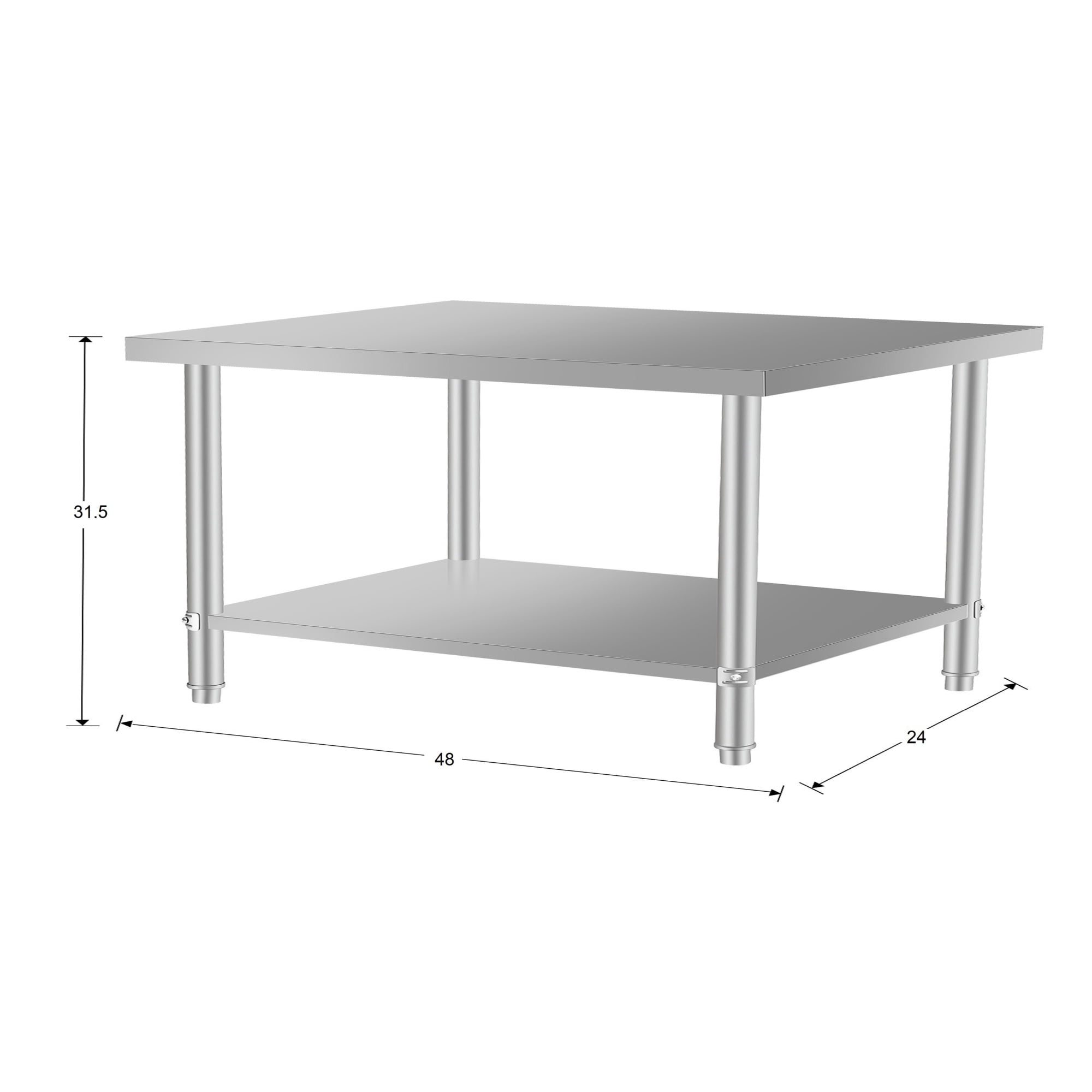 GARITIN 48 x 24 Inch Commercial Work Table, Stainless Steel Kitchen Prep Table with Under Shelf for Restaurant & Home, Silver