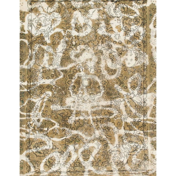 Ahgly Company Machine Washable Indoor Rectangle Abstract Dark Gold Brown Area Rugs, 5' x 8'