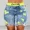 Yellow, variant on Womens 2-in-1 Jean Shorts Colorblock Print Elastic Workout Yoga Liner with Ripped Denim Shorts for Women Trendy Casual Running Pink-S