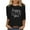 Black, variant on Women's Happy New Year Shirts Loose Casual New Year Eve Holiday T-Shirt Round Neck 3/4 Length Sleeve Womens Tops Army Green S