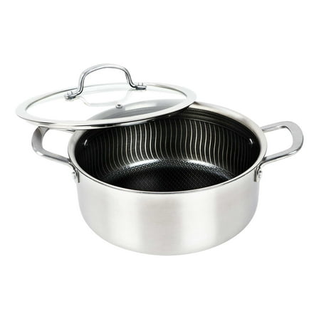 Brentwood 3-Ply Hybrid Non-Stick Stainless Steel Dutch Oven with Tempered Glass Lid (5 Qt.)