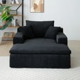 thumbnail image 2 of 64"X46" Chaise Lounge Chair Indoor, Oversized Upholstered Sofa Bed, Sleeper Couch Reading Chairs Fluffy Plush Faux Fur Cloud Sofas Couches for Living Room (Black), 2 of 7