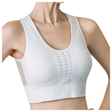 

Gaiseeis Women s Mesh Padded Sports Bra Crop Tops Yoga Workout Gym Fitness Vest Shaper White X-Large