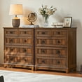 thumbnail image 4 of Joaxswe 5-Drawer Dresser Chest Tall Drawers Set of 2, Adult Wood Cabinet, Storage Organizer Closet for Living Room for Bedroom, Brown, 4 of 8