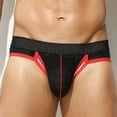 thumbnail image 2 of Afuyipoi Men Comforts Brief,Mesh Hollowed Breathable Color Block Soft Underpant Black XL, 2 of 6