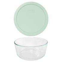 Pyrex 7203 7-Cup Round Glass Food Storage Bowl with 7402-PC Muddy Aqua Plastic Lid