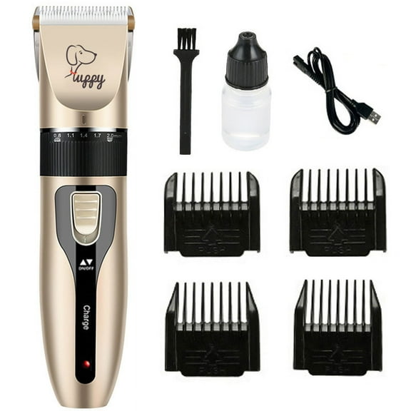 Pet Clippers for Dogs Cats Grooming Kit Electric Dog Trimmer with 4 Guide Combs Nail Clipper Set Rechargeable USB Low Noise for Small Animals Foot Hair Trimming Cleaning Tools