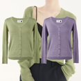 thumbnail image 2 of ZUARFY Women Spring Long Sleeve Knitted Short Cardigan V-Neck Button Down Solid Color Sweater Jacket Lightweight Thin Outwear, 2 of 14