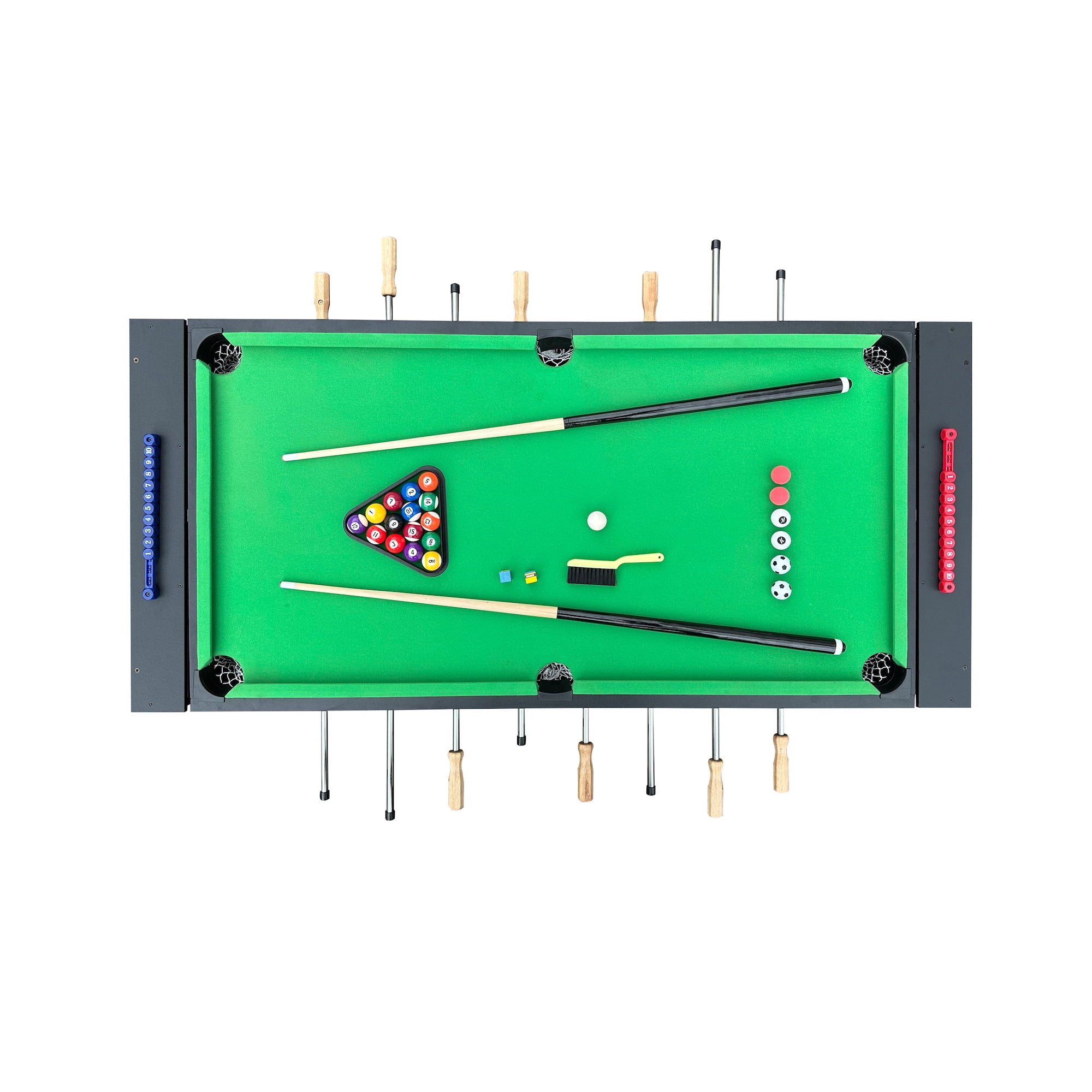 KICK Dyad 55″ 2-in-1 Multi Game Table (Black) - Combo Game Table Set - Billiards/Pool and Foosball for Home, Game Room, Friends and Family!