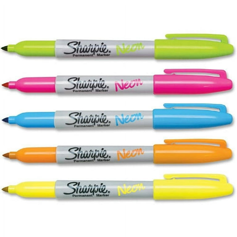 Sharpie Fine Neon Permanent Markers - Fine Marker Point - Neon Yellow, Neon  Pink, Neon Orange, Neon Green, Neon Blue - 5 / Set - Filo CleanTech