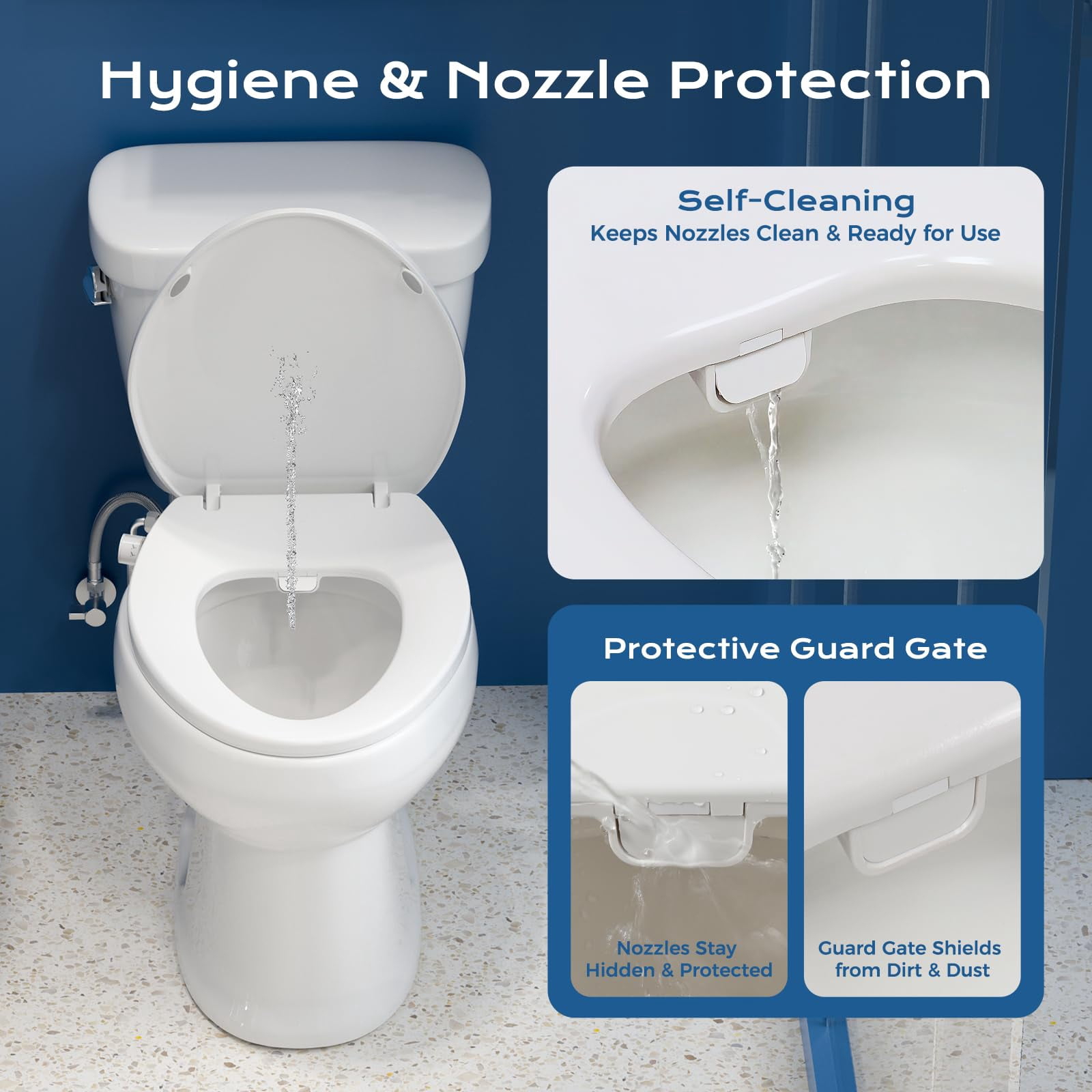 Elongated Bidet Toilet Seat - Non-electric  Slow-close Lid Adjustable Water Self-cleaning Dual Nozzles For Frontal & Rear Wash Hygienic Fresh With Brass Inlet (elongated)