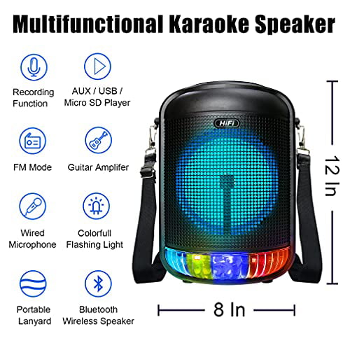 Bluetooth Speaker with Karaoke Machine,RESLTALY 100W Portable Karaoke Speaker for Adults & Kids,5.0 Singing System with Mic,6.5 Subwoofer,DJ Light,TWS Family Outdoor Party. Louder/AUX/USB/TF/FM 