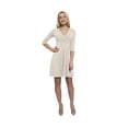 thumbnail image 3 of Women's Cross Wrap A Line Long Sleeve Dress, L, Champagne, by Ambesonne, 3 of 3