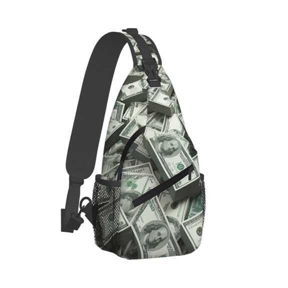 Men Women Dollar Money Sling Crossbody Chest Bag Backpack with Convertible Shoulder Strap