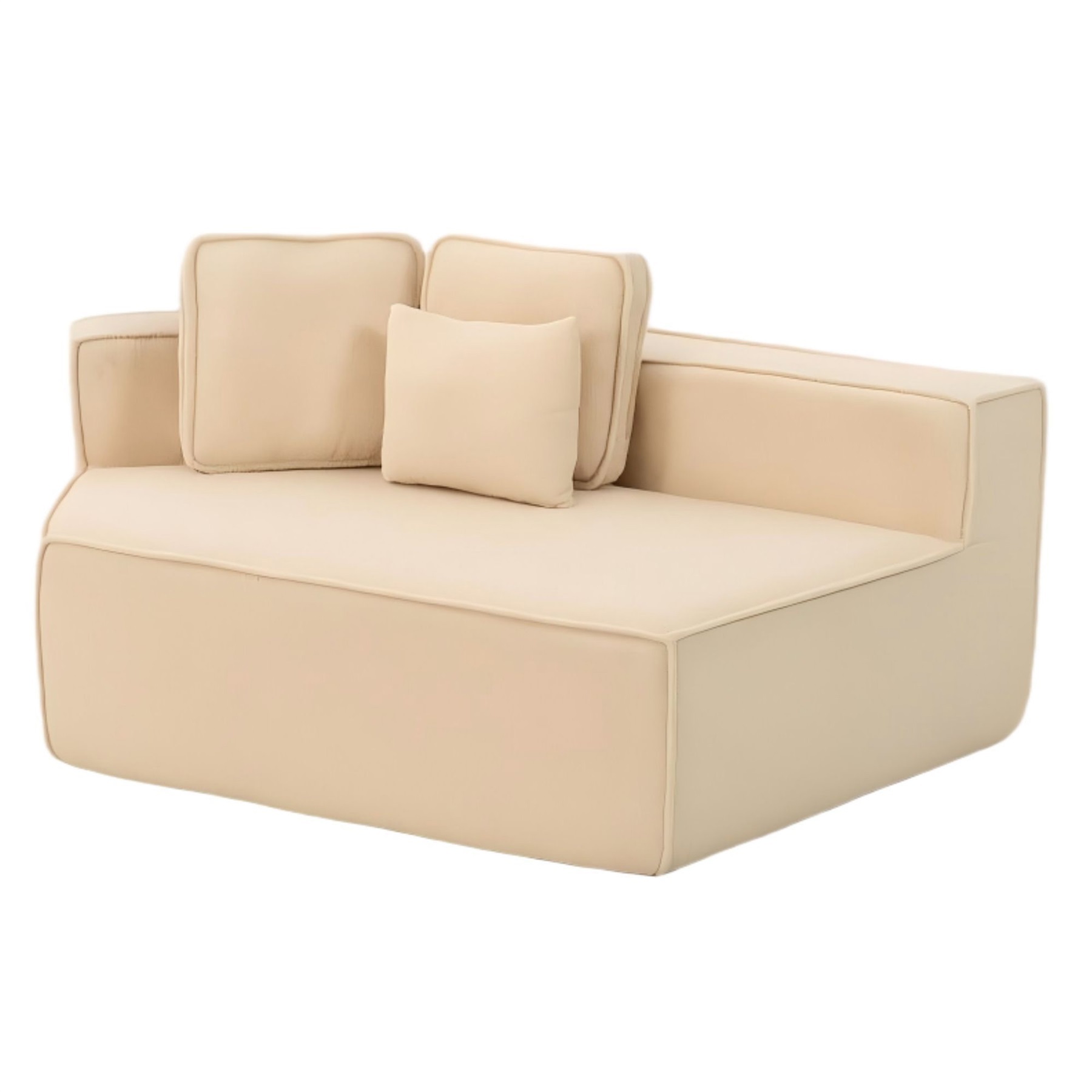 Hommoo Teddy Fleece Single Sofa Chair,Compressed Modular Floor Couch with Wide Seat and 3 Back Cushions, Soft All-Foam Support, Cozy Lounge Chair for Home, Kids & Pets, Left Side, Beige