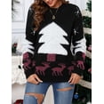 thumbnail image 4 of Christmas Sweaters for Women Reindeer Snowflake Holiday Ugly Knits Long Sleeve Pullover, 4 of 9
