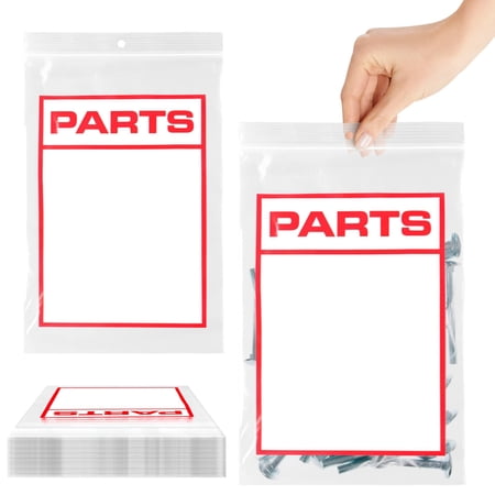 White Block Zipper Locking Parts Bags, Heavy-Duty 4 Mil Poly, 1000 Count, 6 x 9 in