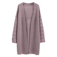 thumbnail image 3 of Solid Color Cardigan Fashion Loose Knitwear Pockets Round Neck Outwear Autumn Women Coat Long Cable Knitted Sweater Open Front Warm Pullover, 3 of 6