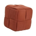 thumbnail image 4 of Reposapiés cuadrado Reposapiés elegante Muebles estables Tela de terciopelo Creativo Bajo Naranja, 4 of 9