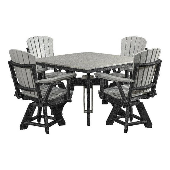 Five Piece Square Dining Height Dining Set in Light Grey/Black