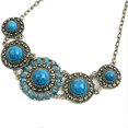 thumbnail image 2 of Collar con colgante de turquesa azul redondo estilo bohemio vintage para mujer de Farfi, 2 of 5