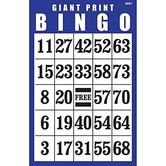 Giant Print Bingo Card Blue