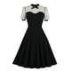 thumbnail image 1 of Moda Casual mujer malla temperamento elegante lunares costura Puffy Retro Swing manga corta cremallera vestido Fridja  qw2215, 1 of 8