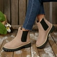 thumbnail image 2 of Suede Chelsea Boots Women Slip on Elastic Lug Sole Chunky Heel Fall Winter Fashion Short Ankle Booties, 2 of 5