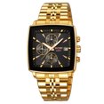 thumbnail image 1 of Multifunctional Business Men's Watch with 30M Water Resistance, Luminous Display, Date & Stopwatch Functions - Stainless Steel Band Zinc Alloy Case Quartz Movement Timepiece (Model 2434, Gold), 1 of 7