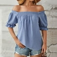 thumbnail image 5 of ECZHAW Womens Dressy Casual Summer Tops Flowy Blouse Puff Sleeve Tops, 5 of 5
